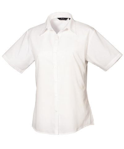 Womens short sleeve poplin blouse | white