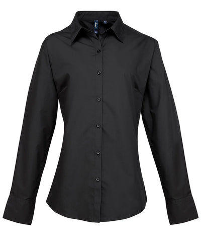Womens supreme poplin long sleeve shirt | black