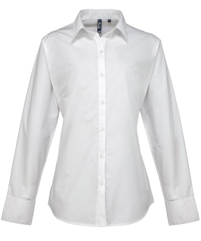 Womens supreme poplin long sleeve shirt | white