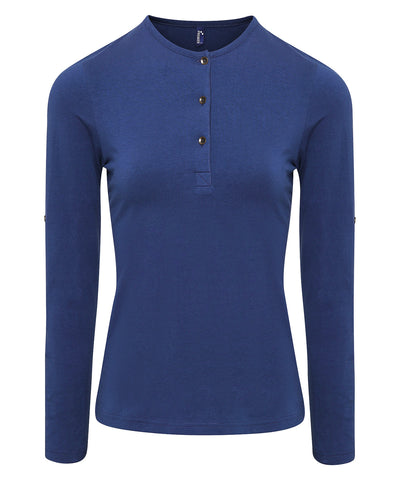 Womens Long John roll-sleeve tee | indigo