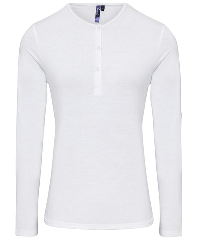 Womens Long John roll-sleeve tee | white