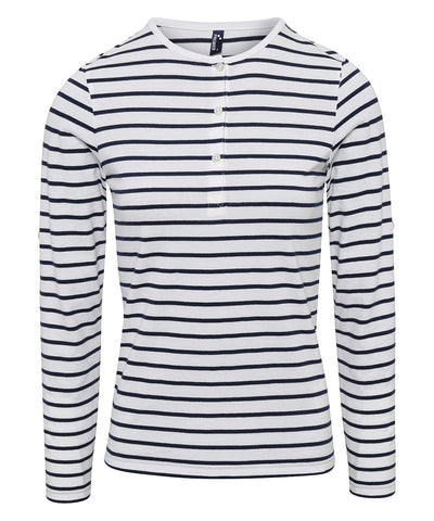 Womens Long John roll-sleeve tee | white/navy