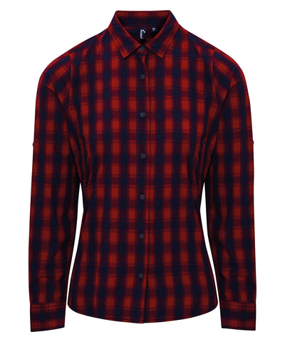 Womens Mulligan check cotton long sleeve shirt | red/navy