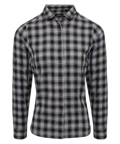 Womens Mulligan check cotton long sleeve shirt | steel/black