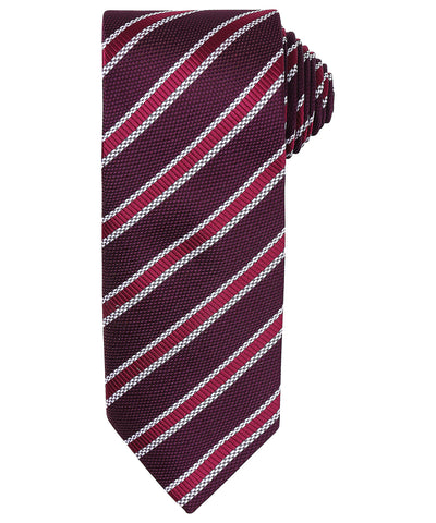 Waffle stripe tie | burgundy/aubergine