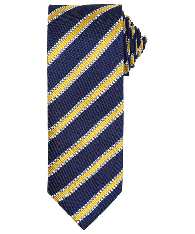 Waffle stripe tie | navy/gold