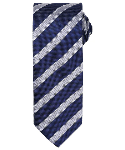 Waffle stripe tie | navy/silver