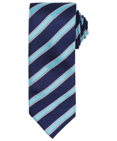 Waffle stripe tie | navy/turquoise