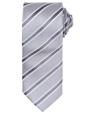 Waffle stripe tie | silver/dark grey