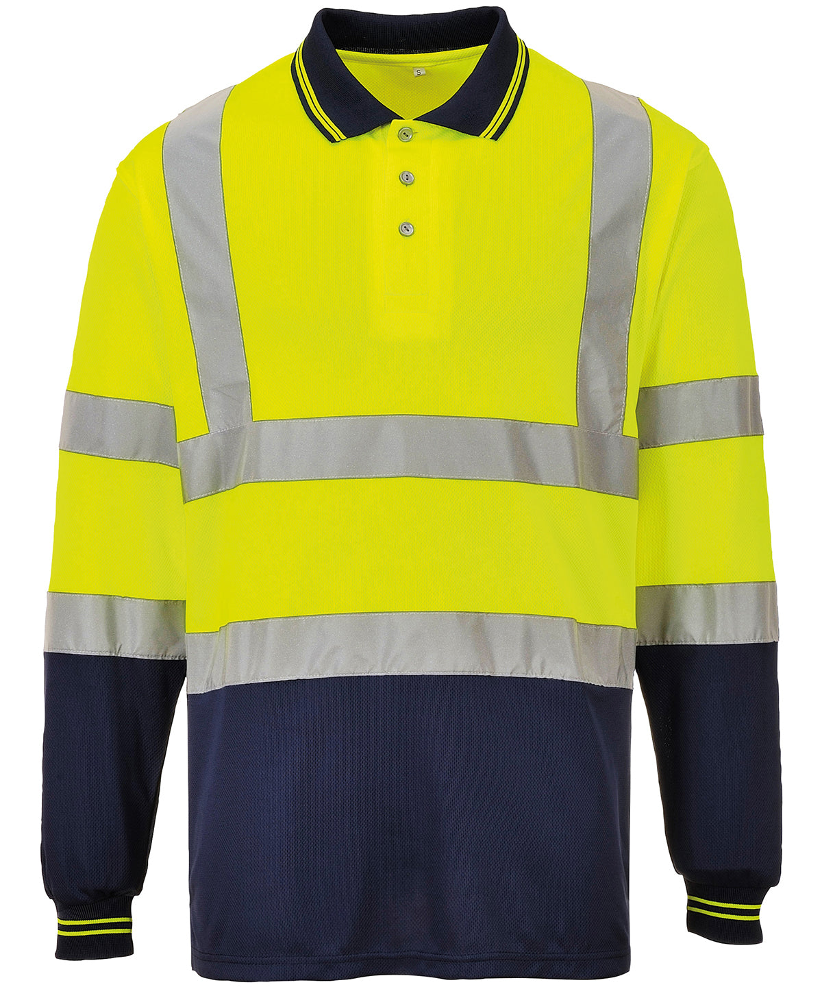 Two-tone long sleeve polo (S279) | yellow/navy