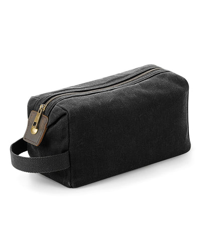 Heritage waxed canvas wash bag | black