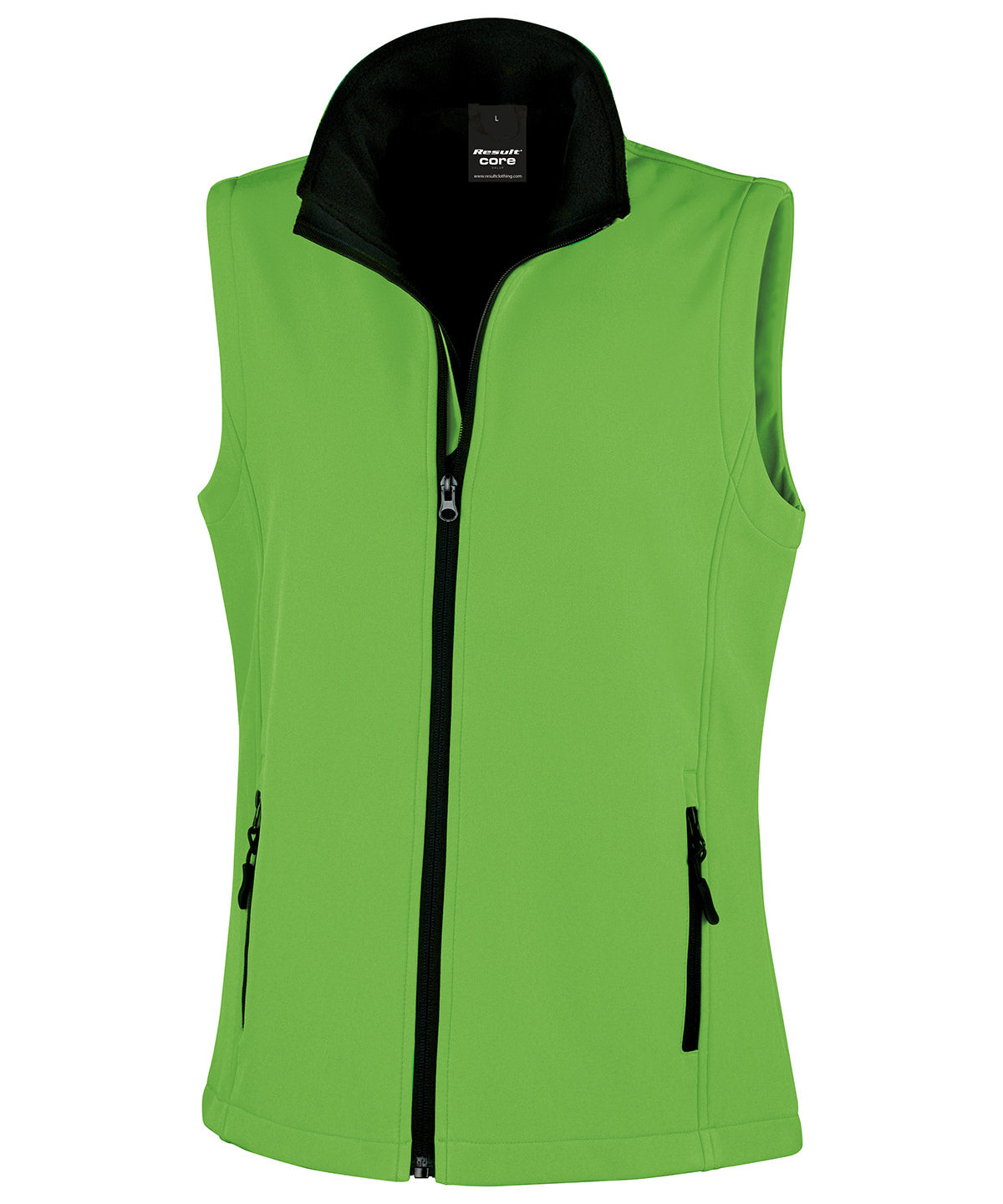 Womens printable softshell bodywarmer | vivid green/black