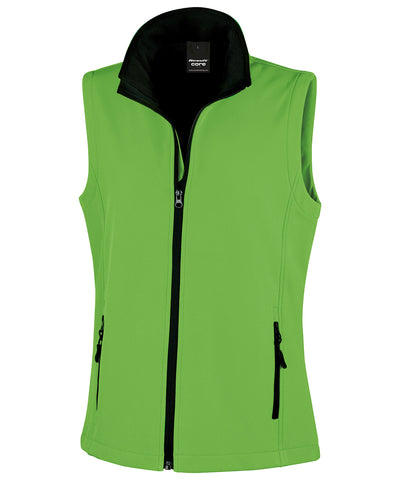 Womens printable softshell bodywarmer | vivid green/black