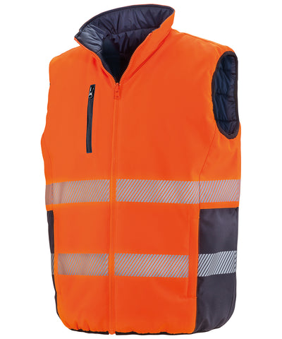 Reversible soft padded gilet | fluorescent orange/navy