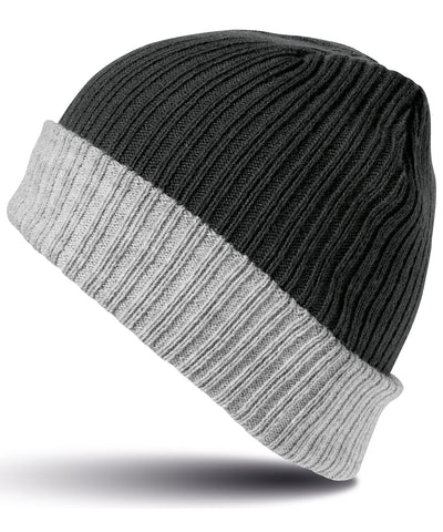 Double-layer knitted hat | black/grey
