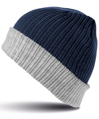 Double-layer knitted hat | navy/grey