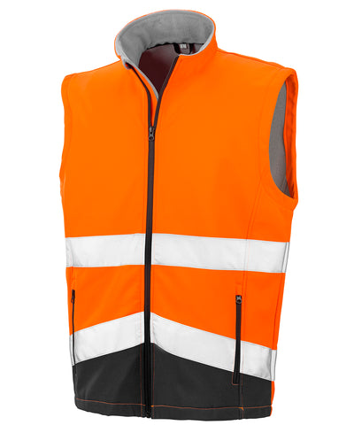 Printable safety softshell gilet | fluorescent orange/black