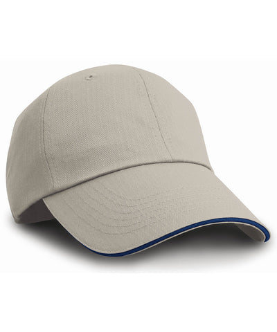 Herringbone cap with sandwich peak | tan/navy