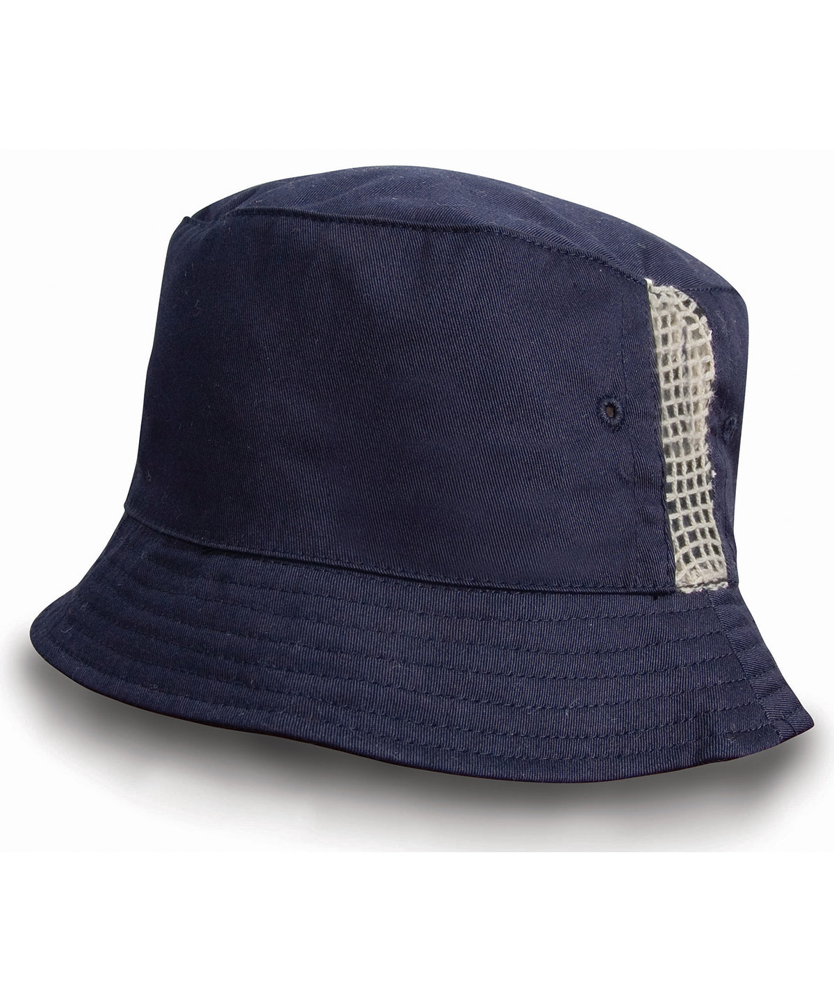 Deluxe washed cotton bucket hat with side mesh panels | navy