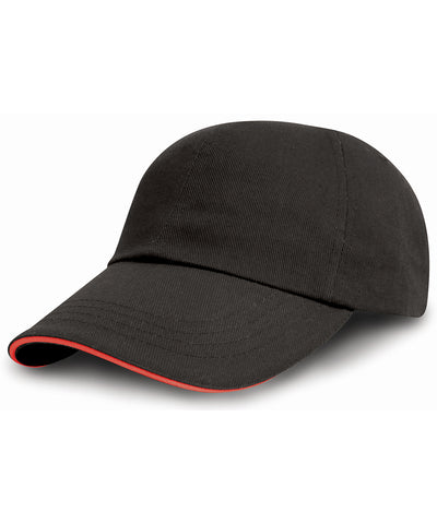 Brushed coton printers/embroiderers cap with sandwich peak | black/red
