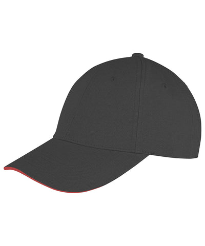 Memphis brushed cotton low-profile sandwich peak cap | black/red