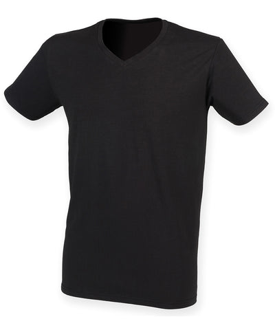 Mens feel good stretch v-neck t-shirt | black