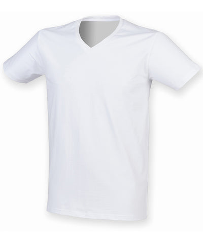 Mens feel good stretch v-neck t-shirt | white