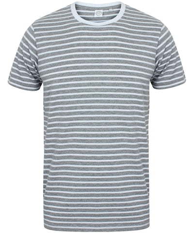 Unisex striped T | heather grey/white