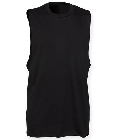 High neck slash armhole vest | black