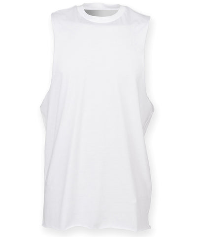 High neck slash armhole vest | white