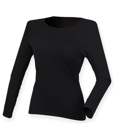 Womens feel good long sleeved stretch t-shirt | black
