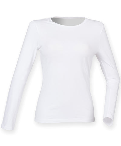 Womens feel good long sleeved stretch t-shirt | white