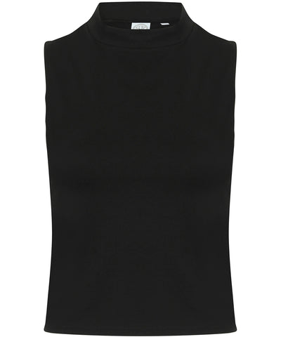 Womens high neck crop vest | black