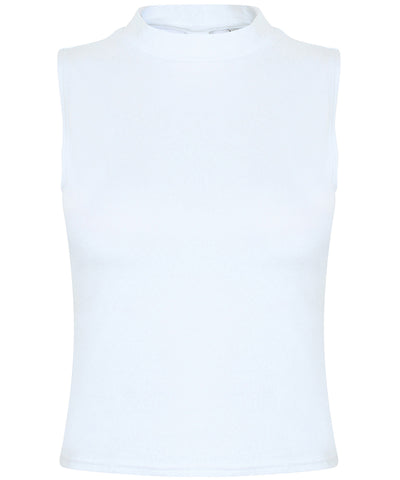 Womens high neck crop vest | white