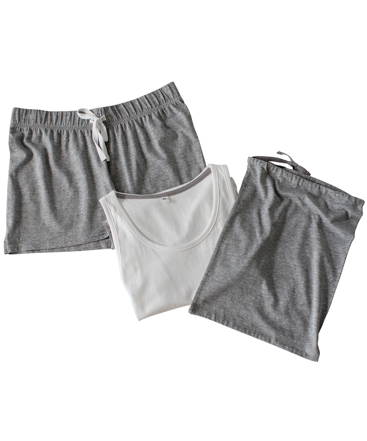 Womens short pyjama set (in a bag) | white/heather grey