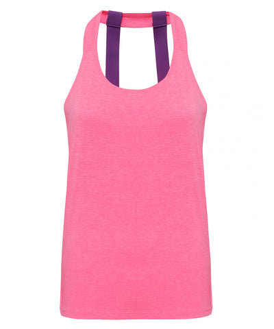 Womens TriDri® double strap back vest | lightning pink melange