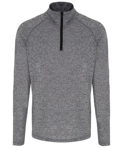 TriDri® long sleeve performance  zip | black melange/black