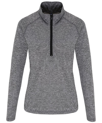 Womens TriDri® long sleeve performance  zip | black melange/black