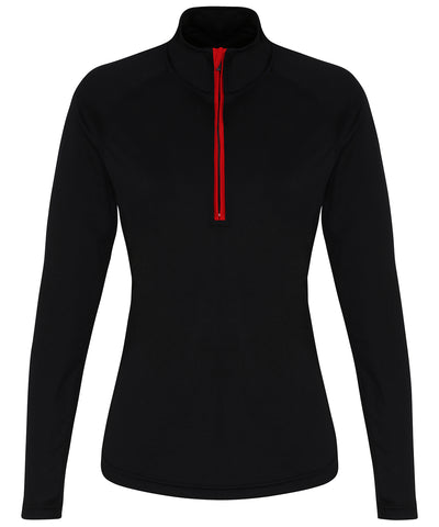 Womens TriDri® long sleeve performance  zip | black/red