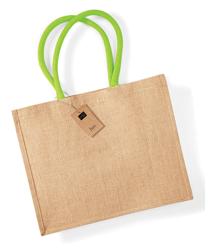 Jute classic shopper | Natural/Lime Green