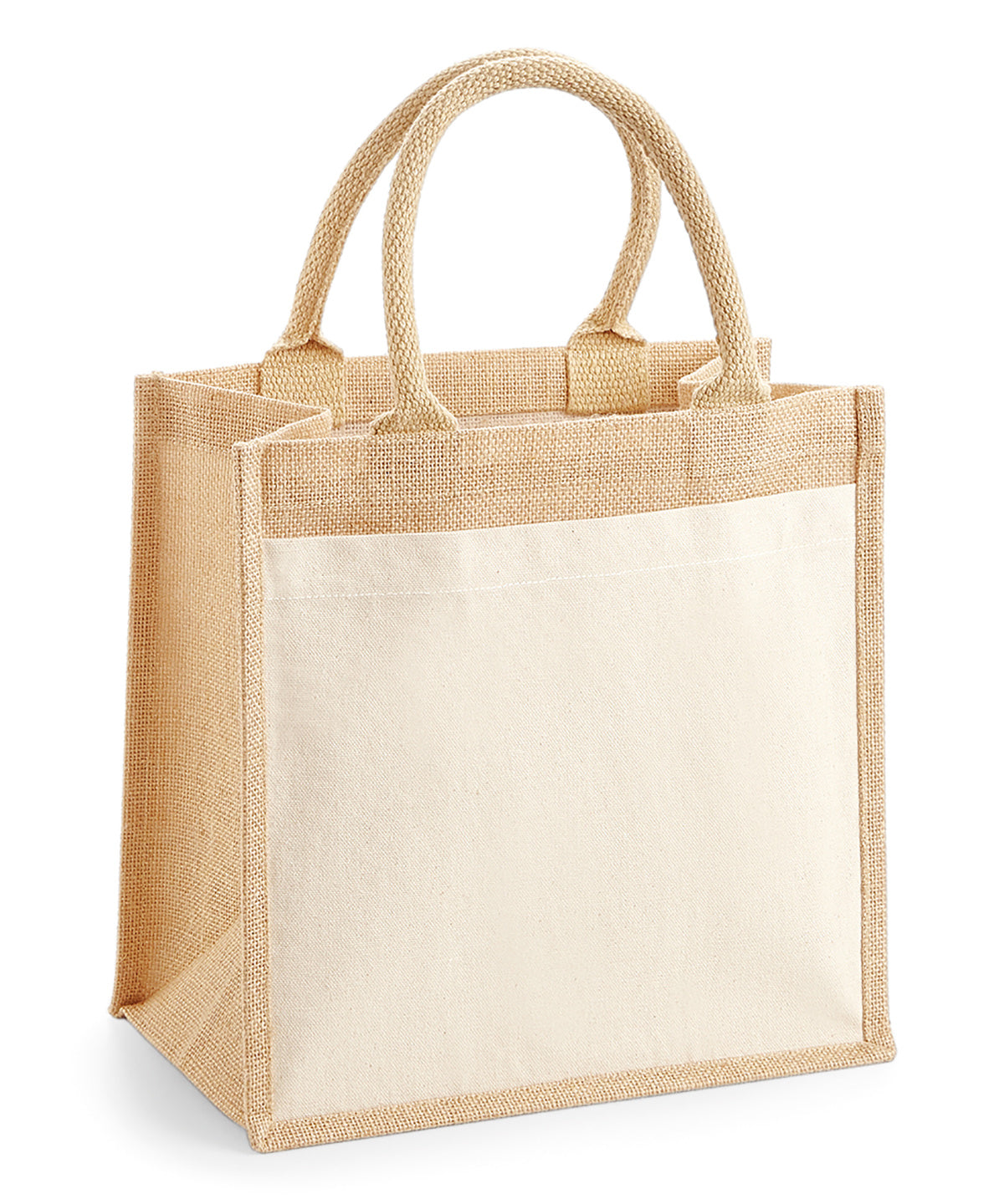 Cotton pocket jute midi tote | natural