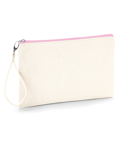 Canvas wristlet pouch | natural/pink