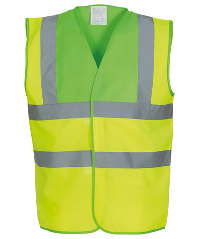 Hi-vis 2-band-and-braces waistcoat (HVW100) | lime yoke/yellow