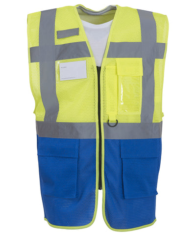 Hi-vis top cool open-mesh executive waistcoat (HVW820) | yellow/royal blue
