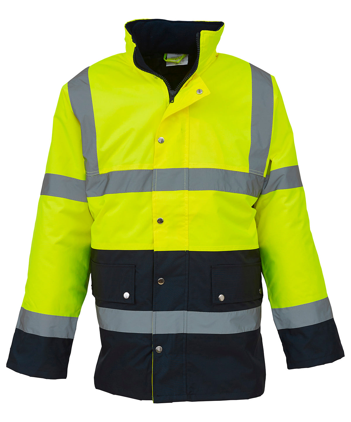 Hi-vis two-tone motorway jacket (HVP302) | yellow/navy