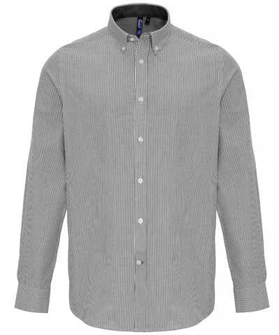 Cotton-rich Oxford stripes shirt | white/grey