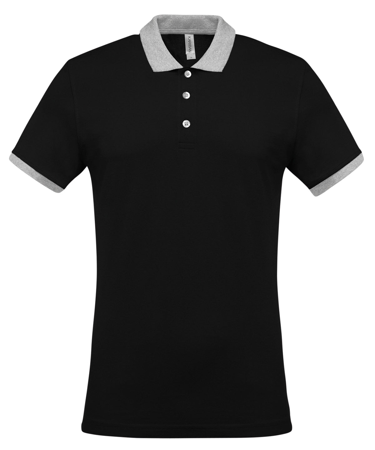 Two-tone piqu polo shirt | black/oxford grey