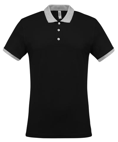 Two-tone piqu polo shirt | black/oxford grey