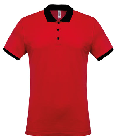 Two-tone piqu polo shirt | red/black