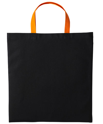 Varsity cotton shopper short handle | black/orange